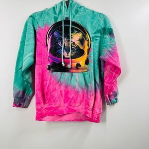 Destination Tie Dye Astronaut Cat Hoodie Sweater